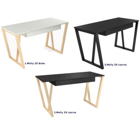 Szczegółowe zdjęcie nr 4 produktu Czarne minimalistyczne biurko z szufladą Molly 3X 