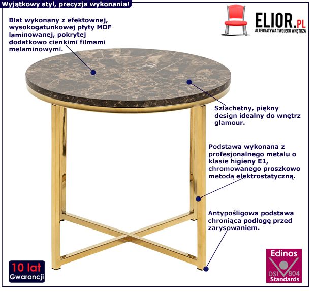 Elegancki stolik kawowy Glamis - złoty