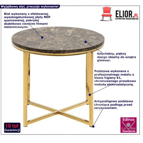 Fotografia Elegancki stolik kawowy Glamis - złoty z kategorii Stoliki kawowe