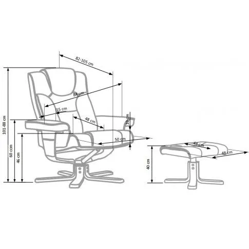Zdjęcie fotel wypoczynkowy z podnóżkiem Vitrea brązowy | Edinos.pl