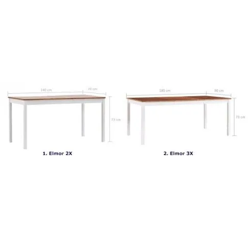 Dwa różne rozmiary stołu jadalnianego Elmor 