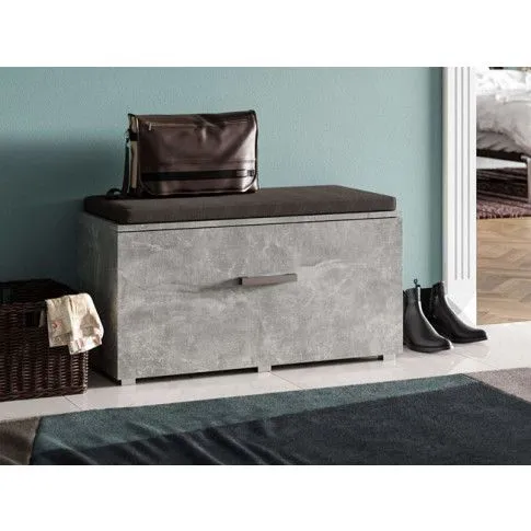 Szczegółowe zdjęcie nr 4 produktu Designerska szafka na buty siedzisko do przedpokoju Paso - beton