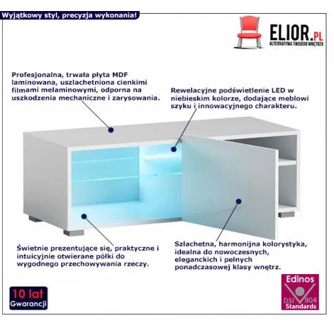 Fotografia Elegancka szafka rtv Kalan - biała z kategorii Szafki