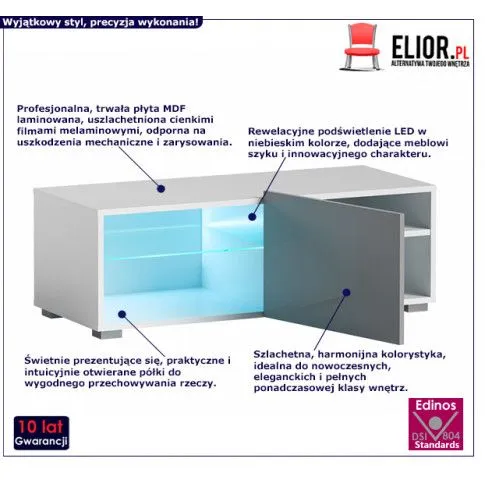 Fotografia Elegancka szafka rtv Kalan - biała + szara z kategorii Szafki