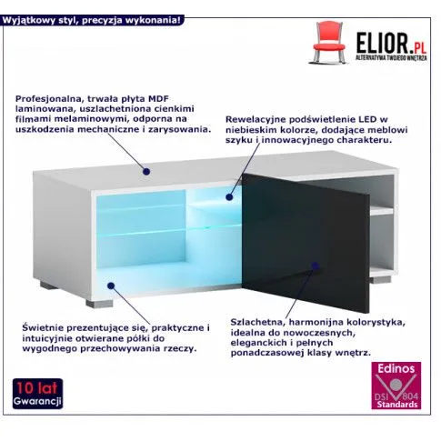 Fotografia Elegancka szafka rtv Atron - biała + czarna z kategorii Szafki
