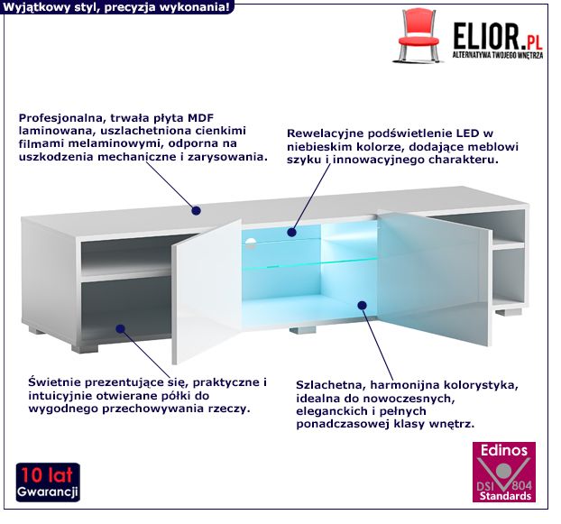 Designerska szafka RTV Atron 2X - biała