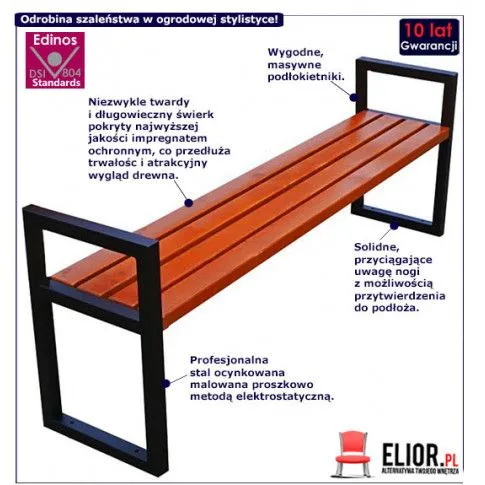 Fotografia Nowoczesna ławka parkowa Ikas 150 cm - 84 kolory z kategorii Ławki ogrodowe
