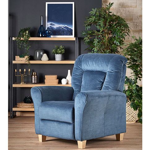 Szczegółowe zdjęcie nr 4 produktu Tapicerowany rozkładany fotel wypoczynkowy Ervin - ciemnoniebieski