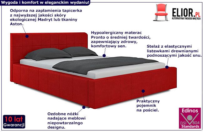 Łóżko tapicerowane z pojemnikiem na pościel 140x200 Luksor