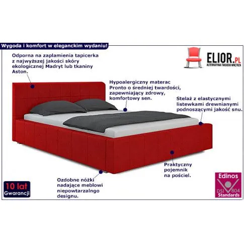 Fotografia Łóżko tapicerowane Luksor 140x200 - 44 kolory z kategorii Łóżka tapicerowane