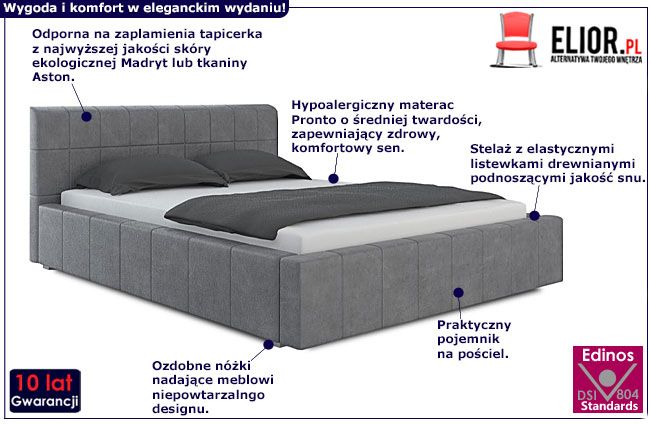 Łóżko tapicerowane z pojemnikiem na pościel 160x200 Luksor