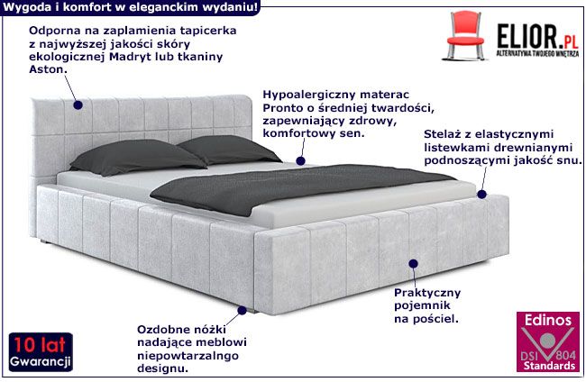 Łóżko tapicerowane z pojemnikiem na pościel 180x200 Luksor