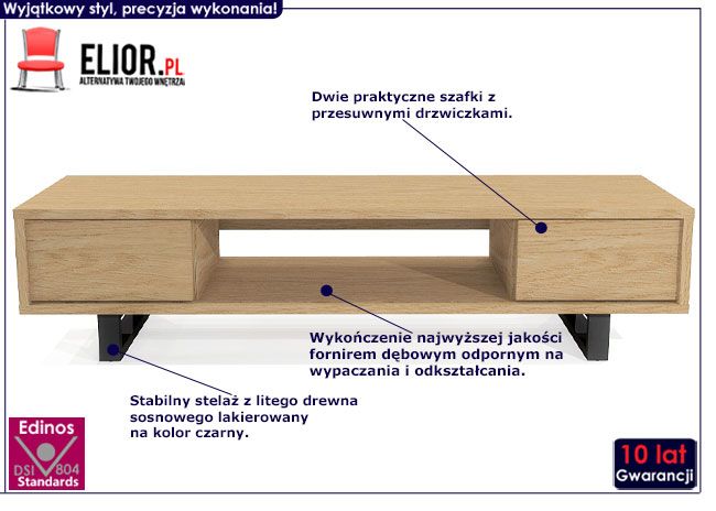 Drewniana szafka RTV do salonu Wiota D