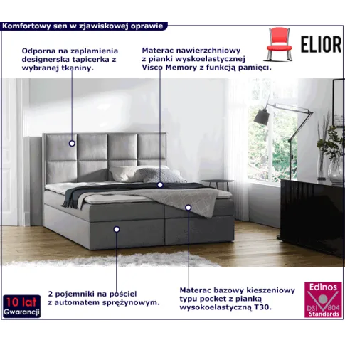 Kontynentalne łóżko z zagłówkiem 180x200 Benetta