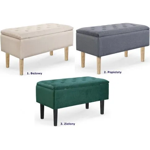 Szczegółowe zdjęcie nr 4 produktu Pikowana ławka otwierana siedzisko Emir - zielona