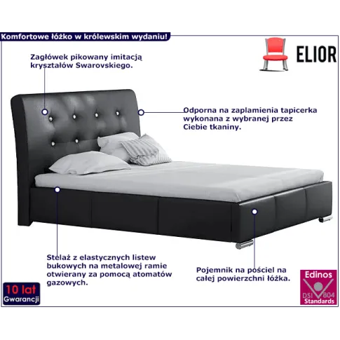 Tapicerowane łóżko z metalowym stelażem Cocoro