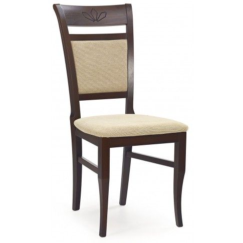 Zdjęcie produktu Tapicerowane krzesło drewniane Alvin - ciemny orzech.