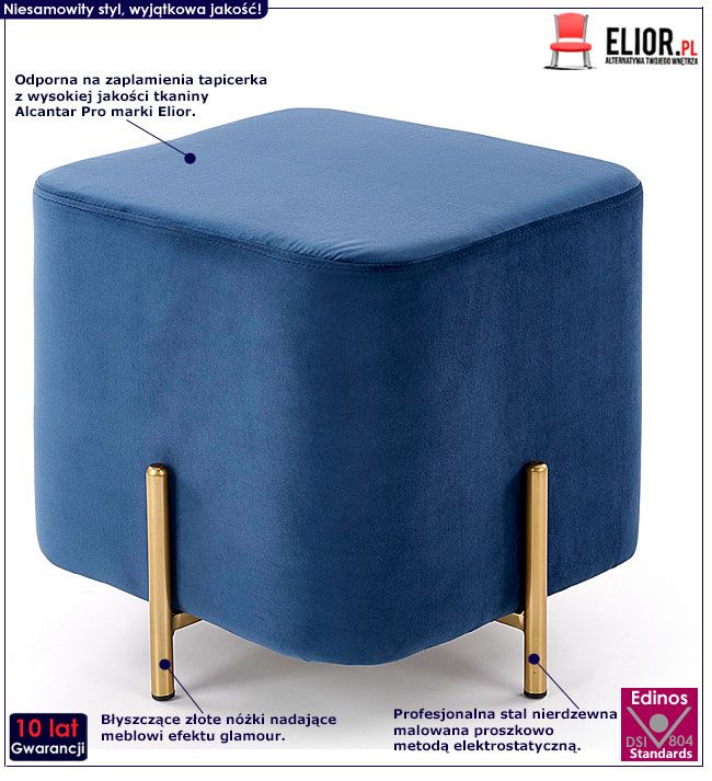 Granatowa pufa welurowa Kidefo