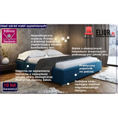 Fotografia Łóżko tapicerowane Gefros 140x200 - 44 kolory z kategorii Łóżka tapicerowane
