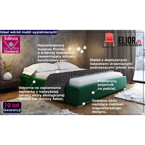 Fotografia Łóżko tapicerowane Gefros 180x200 - 44 kolory z kategorii Łóżka tapicerowane