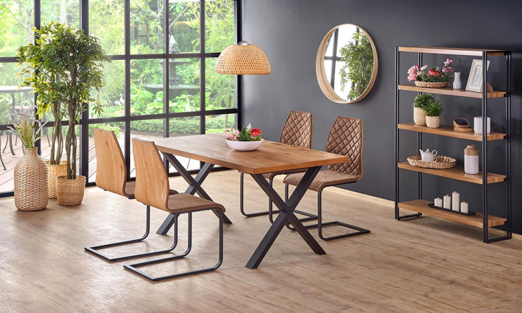 Piękny drewniany rozkładany stół w stylu loftowym Pedro