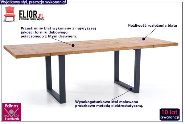 Duży drewniany stół rozkładany Marco 2X