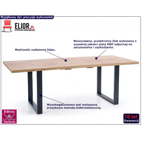 Zdjęcie rozkładany stół industrialny do salonu kuchni - sklep Edinos.pl