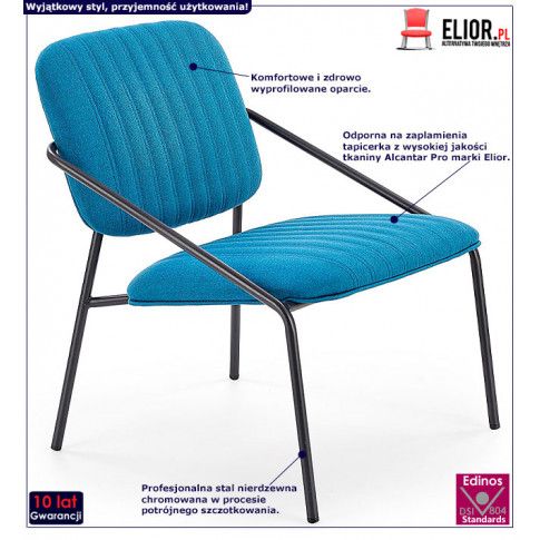 Fotografia Industrialny fotel wypoczynkowy Venser - niebieski z kategorii Fotele wypoczynkowe