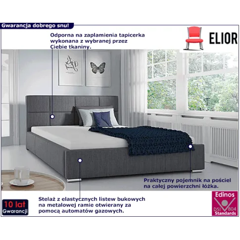 Tapicerowane łóżko z pojemnikiem Melisa 140x200