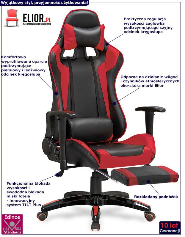 Fotel obrotowy gamingowy X-One czerwony
