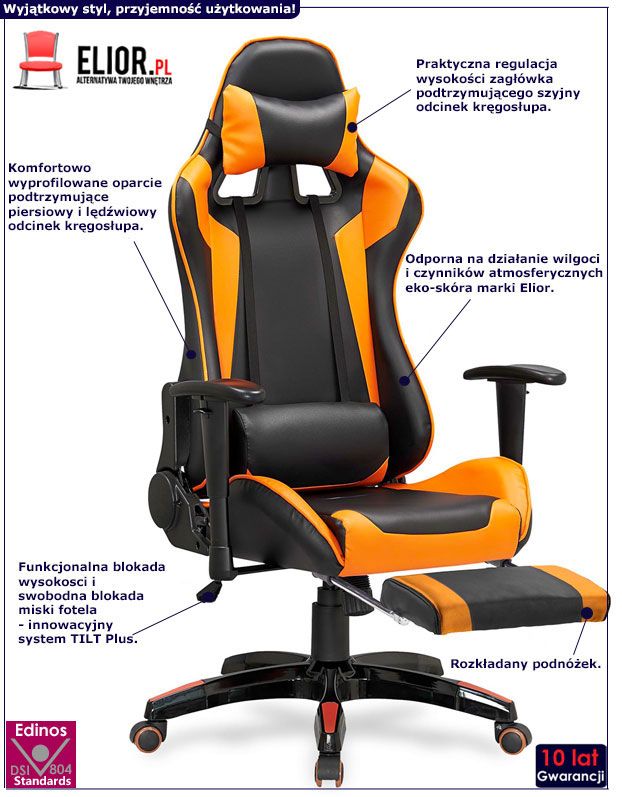 Fotek gamingowy obrotowy X-One pomarańczowy