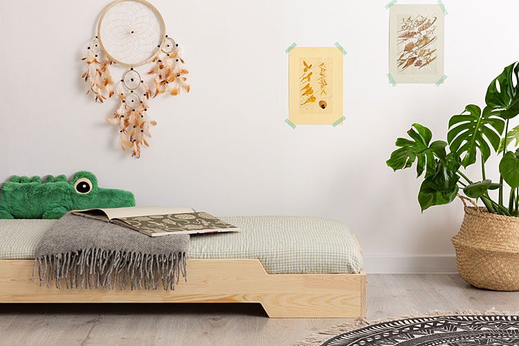 Drewniane łóżko w stylu minimalistycznym Lexin 9X