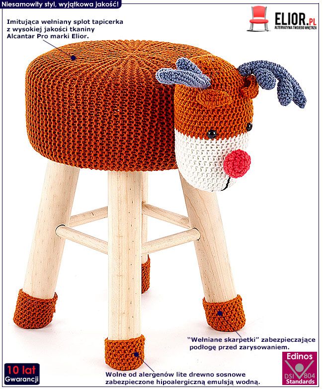 Pufa dla dzieci w kształcie kolorowego renifera