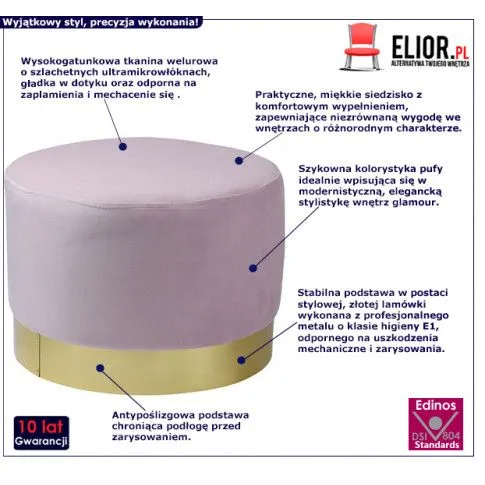 Fotografia Welurowa pufa Amoria - różowa z kategorii Pufy