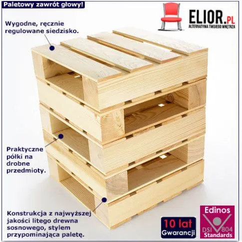 Fotografia Industrialny stołek modułowy Gela 5X - z palet z kategorii Taborety