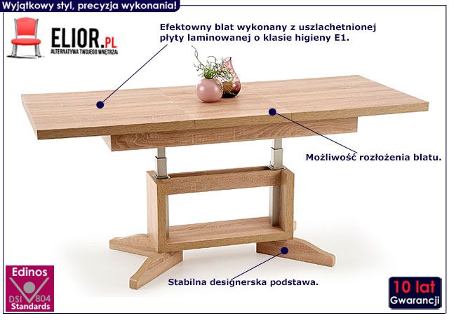 Rozkładana ława do salonu dąb sonoma Logos