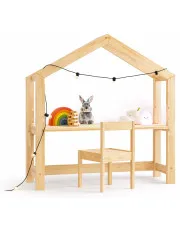 Drewniane biurko dziecięce domek - Velado 2X w sklepie Edinos.pl