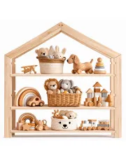 Drewniany regał dziecięcy na zabawki domek - Velado 3X w sklepie Edinos.pl