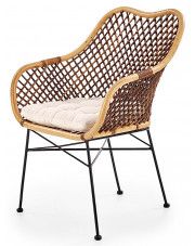 Rattanowe krzesło ażurowe z poduszką Ledis