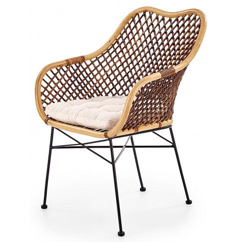 Zdjęcie produktu Rattanowe krzesło ażurowe z poduszką Ledis.