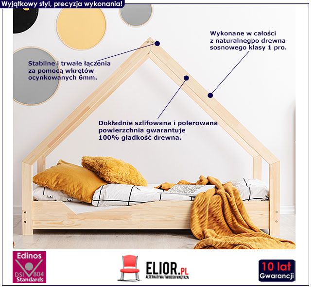 Drewniane łóżko dziecięce w formie domku Rosie 6X