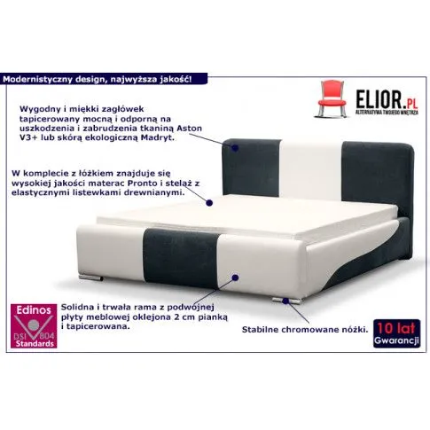 Fotografia Łóżko tapicerowane Vermes 2X 140x200 - 44 kolory z kategorii Łóżka tapicerowane