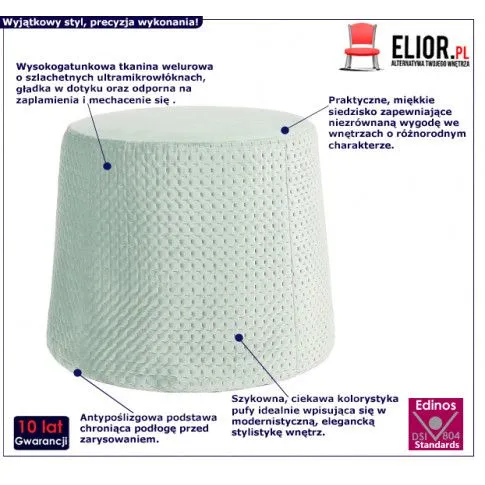 Fotografia Welurowy zestaw puf Uhniko - jasnozielony z kategorii Pufy