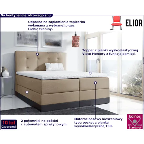 Kontynentalne łóżko z pojemnikiem 120x200 Kongel