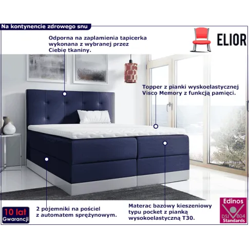 Kontynentalne łóżko z pojemnikiem 160x200 Kongel