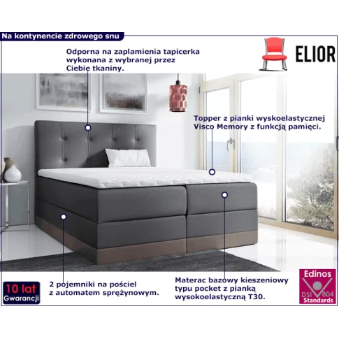 Kontynentalne łóżko z pojemnikiem 180x200 Kongel