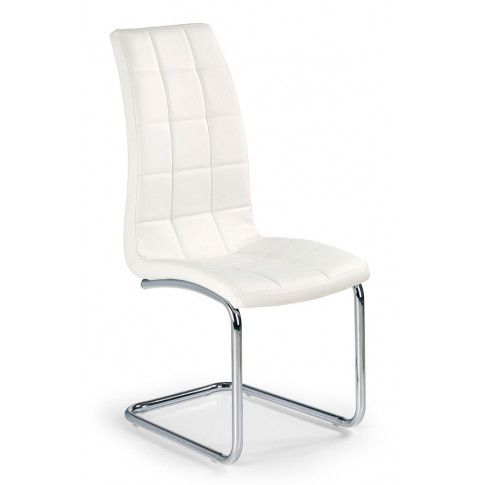 Zdjęcie produktu Białe pikowane krzesło na płozach - Anthony.