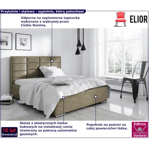 Tapicerowane łóżko z metalowym stelażem 140x200 Kalipso