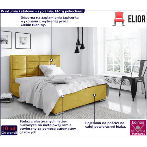 Tapicerowane łóżko z metalowym stelażem 180x200 Kalipso