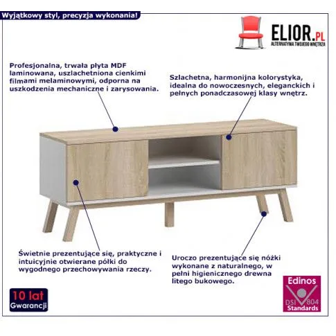 Fotografia Stylowa szafka rtv Olma - sonoma + biała z kategorii Szafki